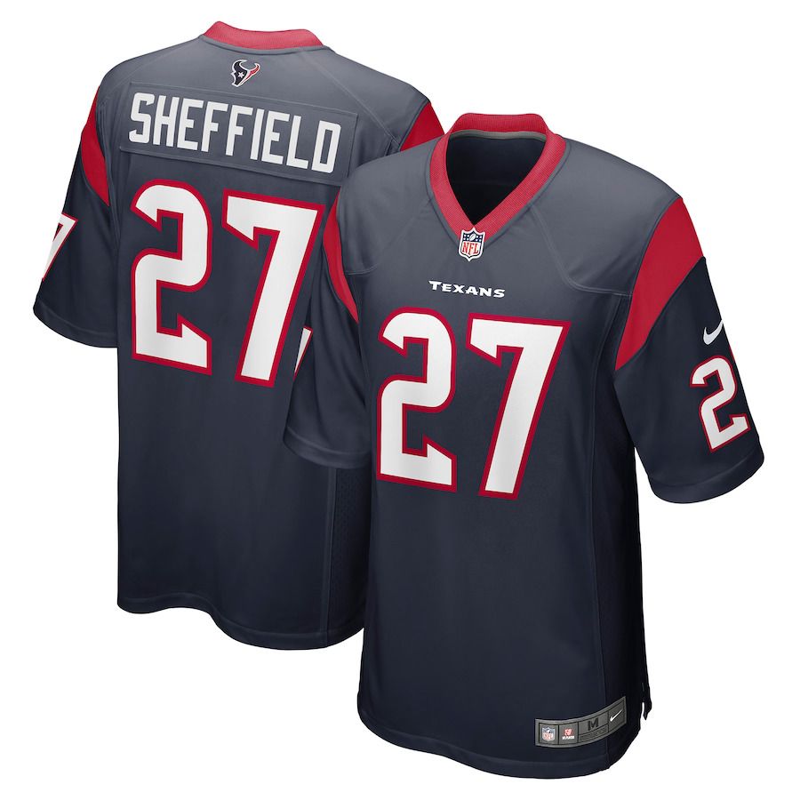 Men Houston Texans 27 Kendall Sheffield Nike Navy Player Game NFL Jersey